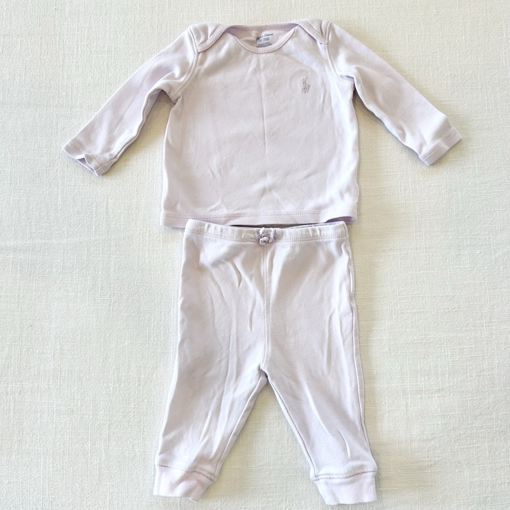 Ralph Lauren Pastel Purple Snugfit Pajamas 6m Baby PJs 41381